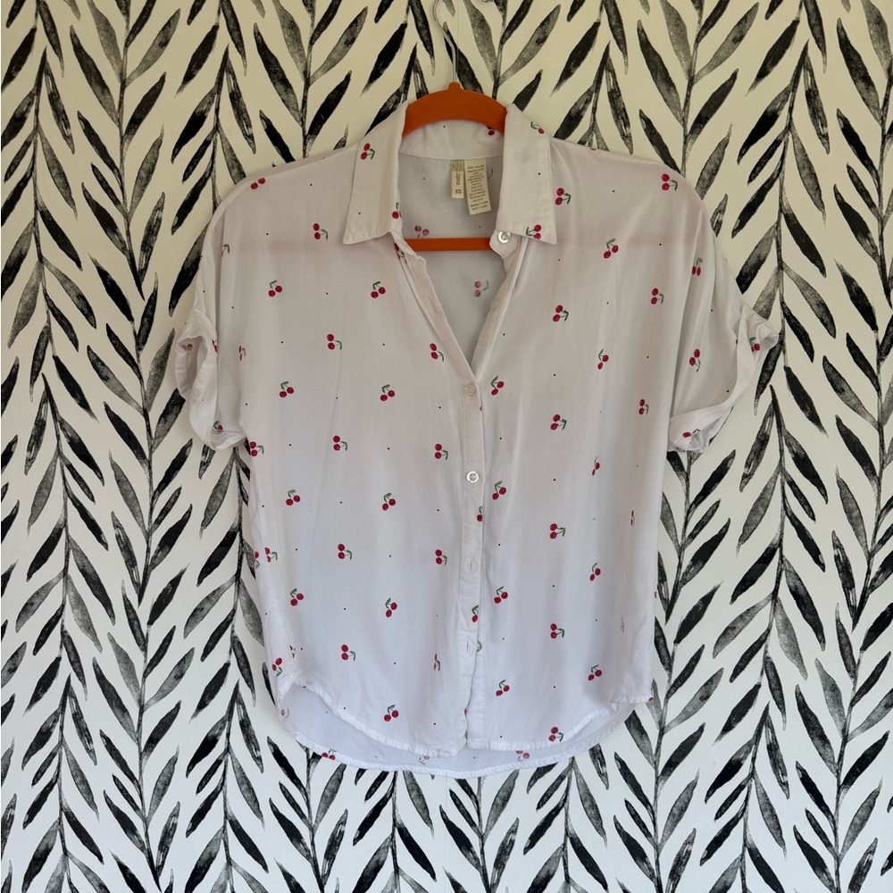 Japna White and Red Casual Button Down Shirt